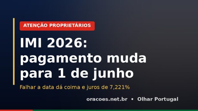 Alerta sobre o prazo do IMI 2026 em Portugal — pagamento até 1 de junho