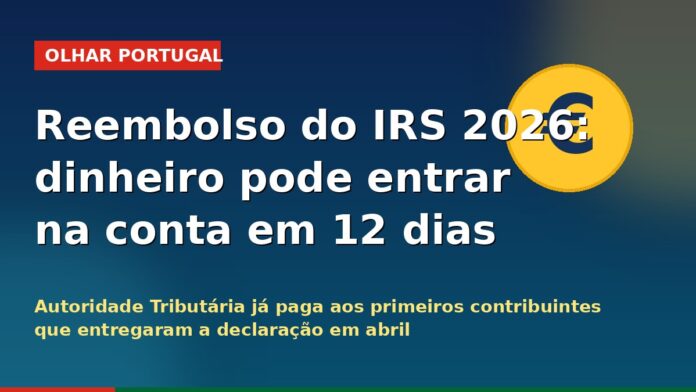 Ilustração com símbolo do euro e barra de Portugal, sobre o reembolso do IRS 2026