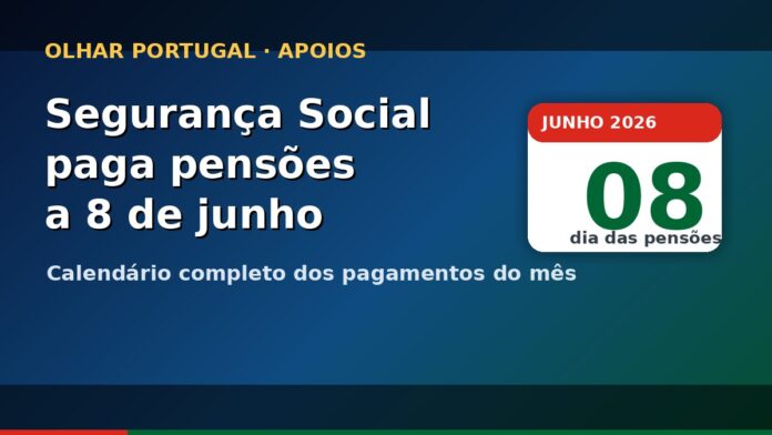 Calendário oficial da Segurança Social em junho de 2026 com destaque para o pagamento das pensões a 8 de junho